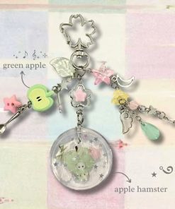Móc khóa resin Hamster Táo Xanh