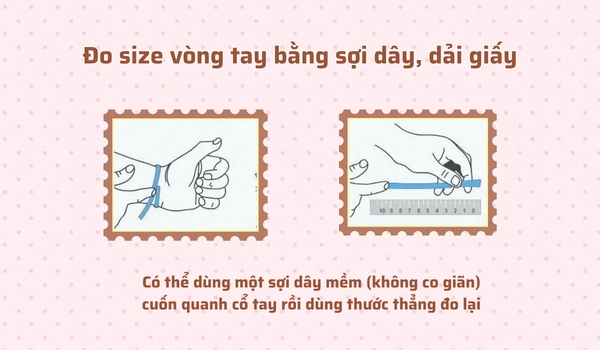 Cách đo size vòng tay bằng sợi dây, dải giấy
